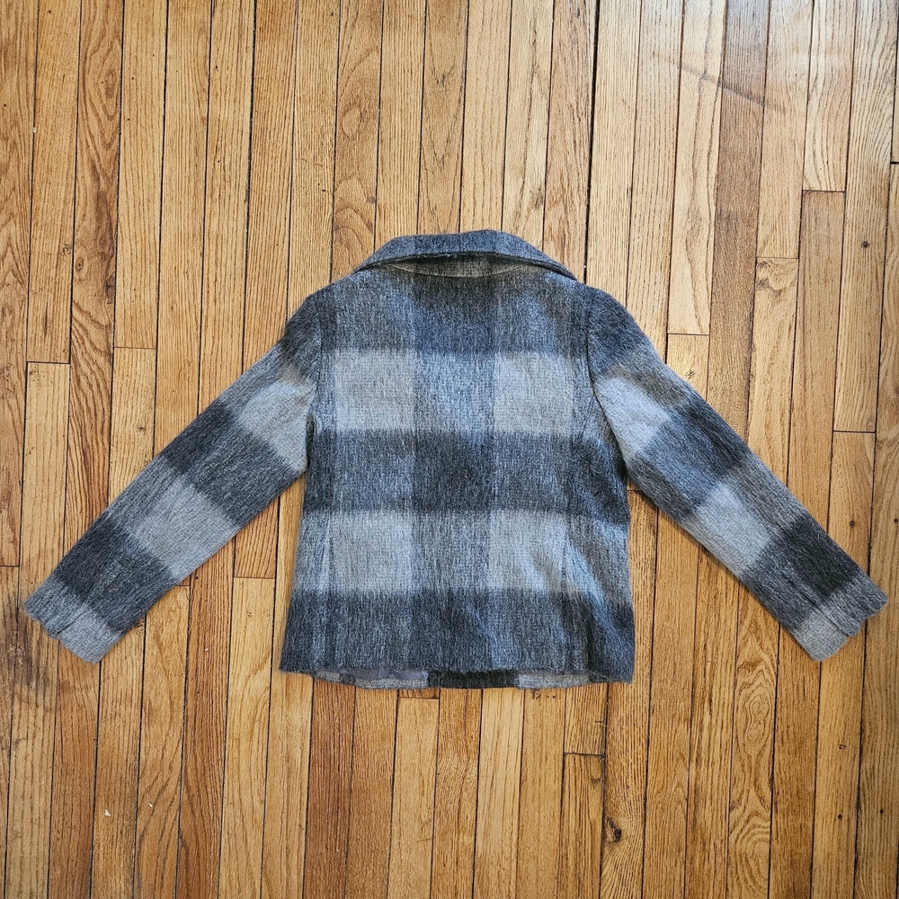 Nwt Talbots Women’s Petites 6P Gray Alpaca Wool Blend Full Zip Plaid Jacket - Picture 5 of 6